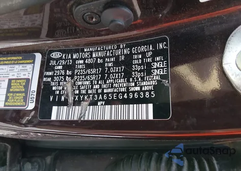 2014 Kia Sorento Lx из США, поврежденный, VIN 5XYKT3A65EG496385